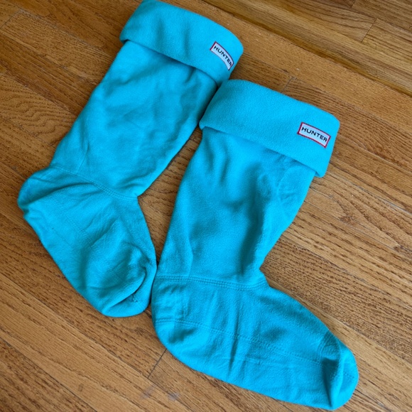 Hunter Tall Boot Turquoise Fleece Welly Socks- Size M (US F 5-7) - Picture 2 of 4